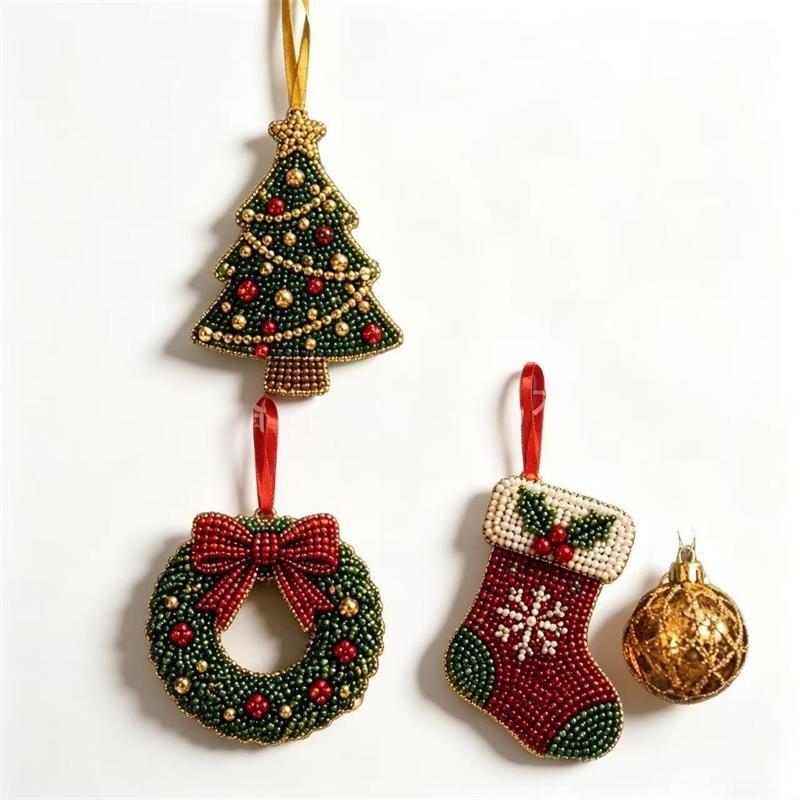 DIY Beaded Christmas Kit 3D Crystal Bead Holiday Craft Set for Adults