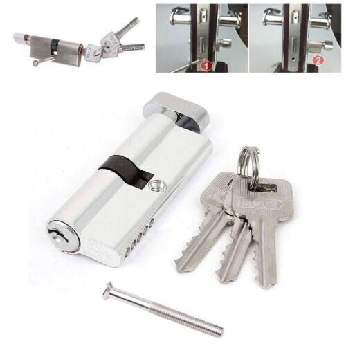Euro Barrel Thumb Turn Cylinder Lock Set, 3 Keys for UPVC Doors