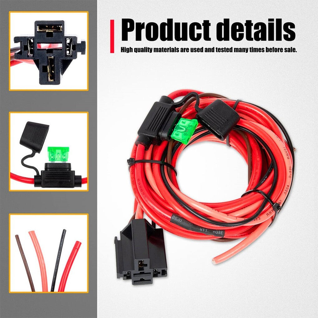 12V Universal Fuel Pump Relay Kit with Complete Wiring Harness for Automotiv