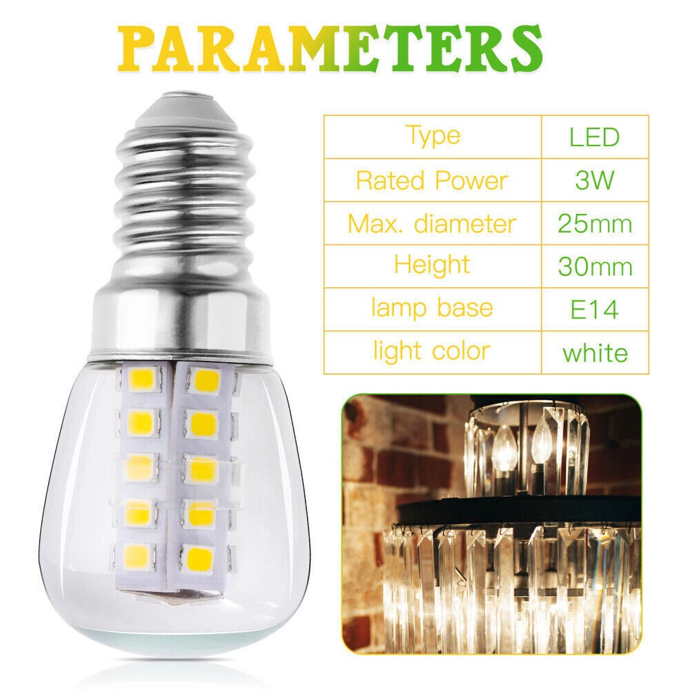 2x oven lamp LED E14 light bulb refrigerator kitchen appliance lighting ~~~