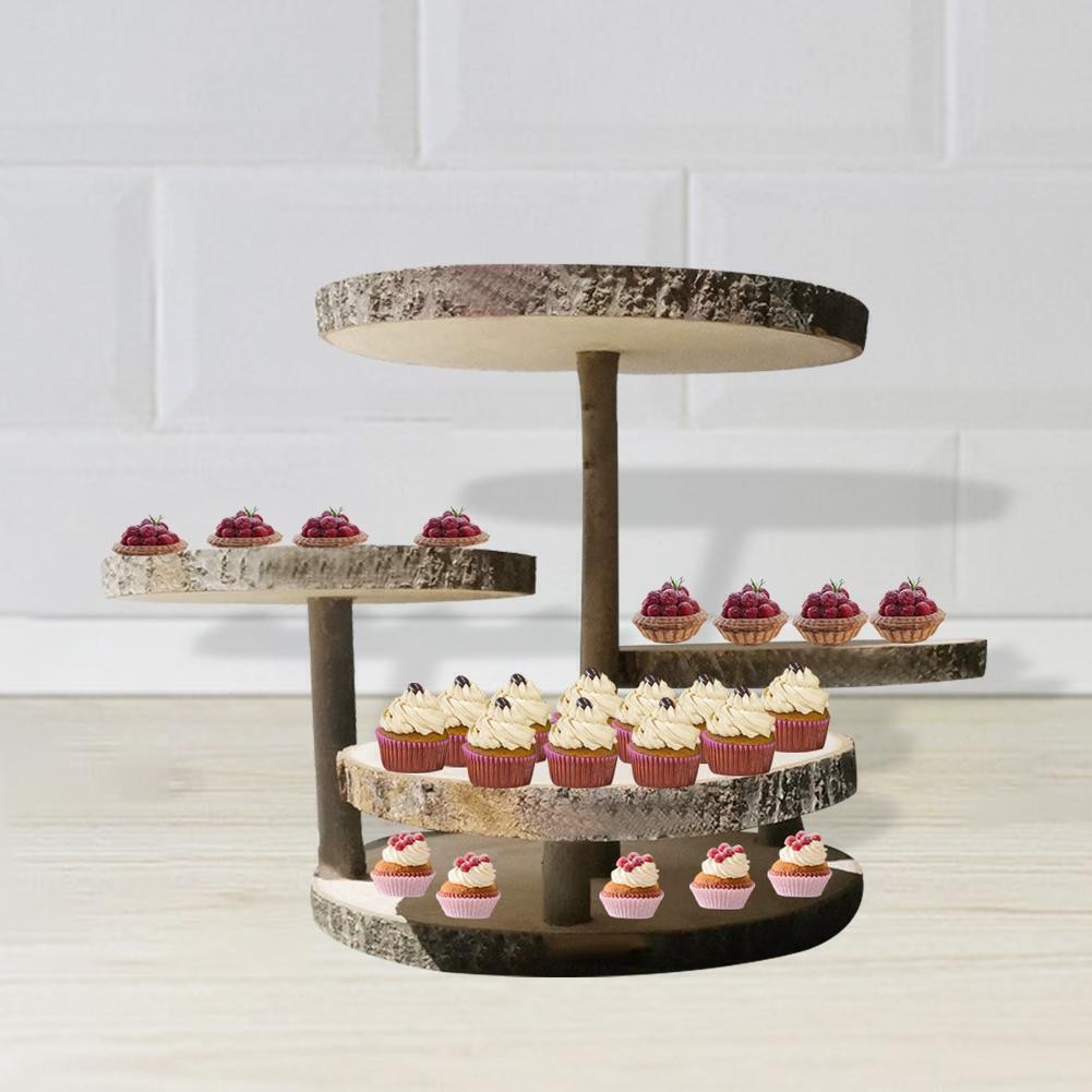 Wood Rustic Cake Stand Decor Display Holder For Wedding Party O8R V0K5
