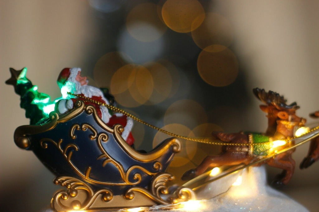 Christmas Santa LED Decoration Sleigh Reindeer Ornament Light Up Xmas Decor