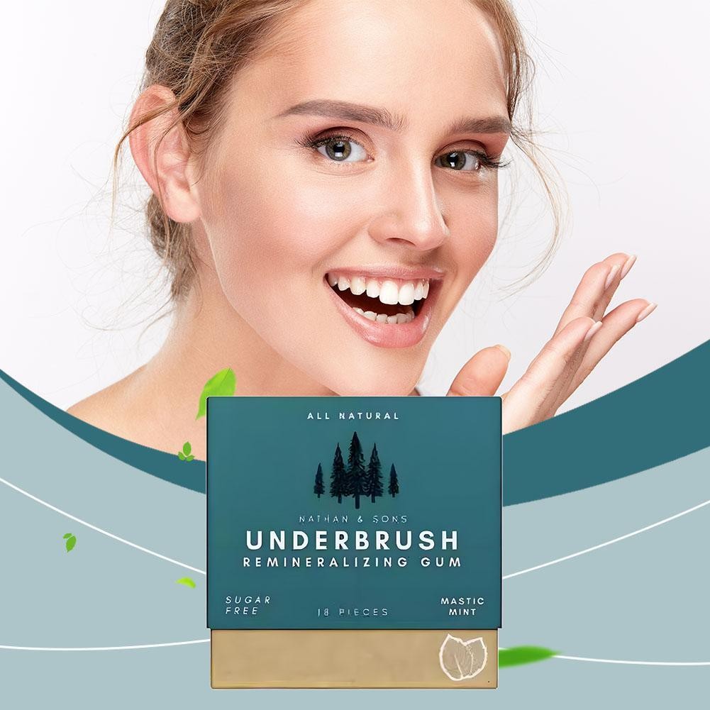 3 Packs Mint Underbrush Remineralizing Chewing Gum With Nano Hydroxyapatite