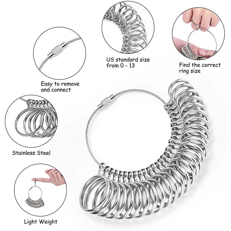 Ring Sizing Mandrel Stick Finger Measure Gauge Sizer Jewellery Standard Tool Kit