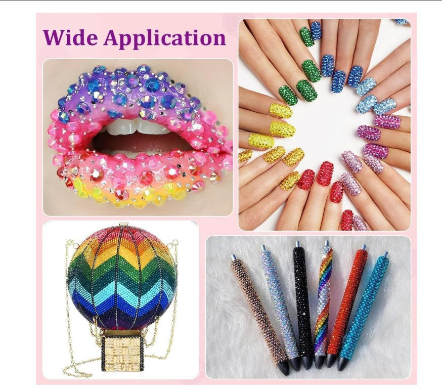 3mm Flatback Resin Nail Gems 24000PCS DIY Colorful Rhinestone Bedazzling Set