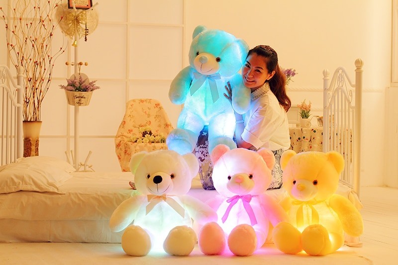 Creative Light Up LED Teddy Bear Stuffed Animals Plush Toy Colorful Glowing Chri