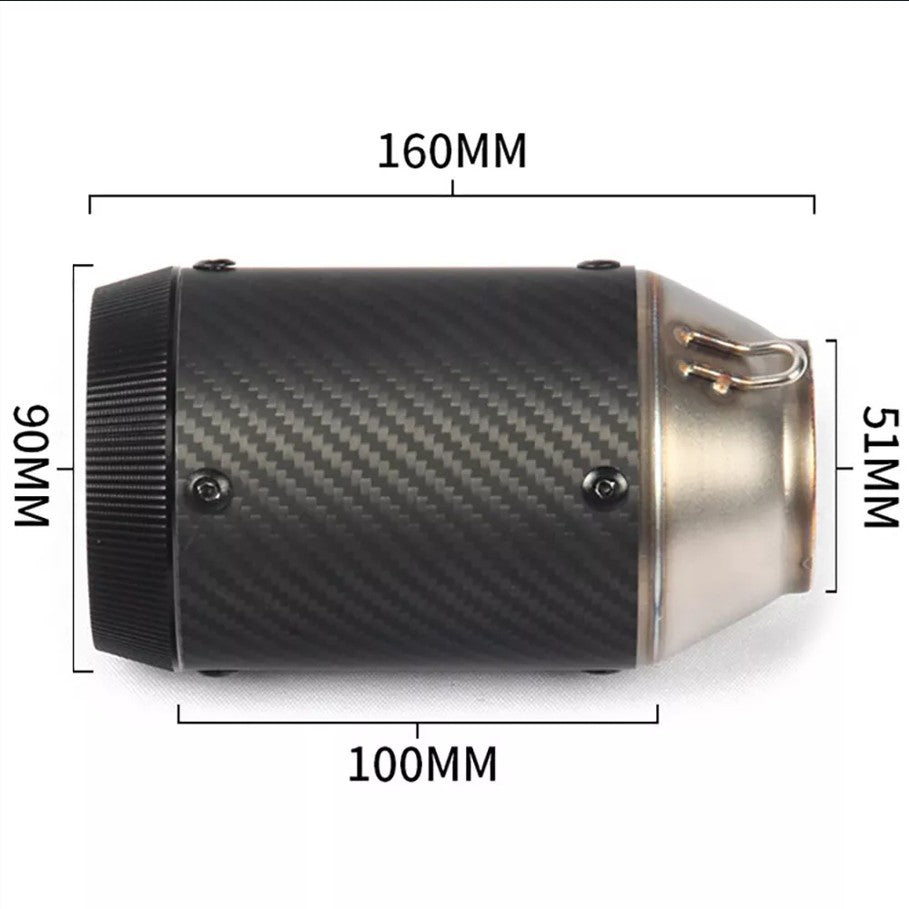 Universal Motorcycle Carbon Fiber Exhaust Muffler Tail Pipe 51mm With DB Killer