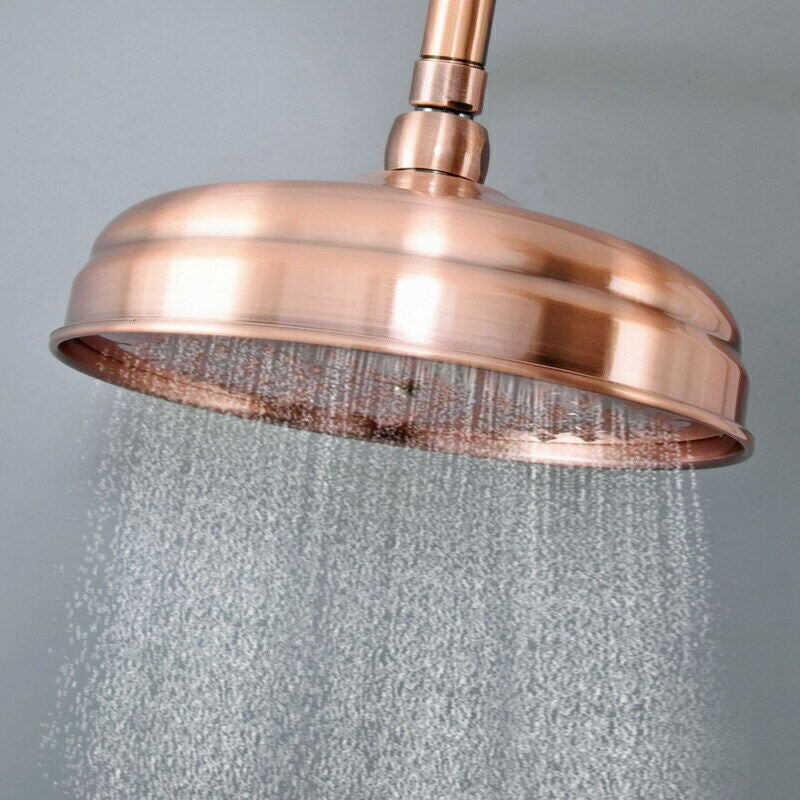 8" inch Antique Red Copper Round Rainfall Rain Bathroom Shower Head UK