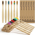 Bamboo Toothbrushes for Adults, 12 Pack Eco Friendly Natural Wooden Toothbrush,