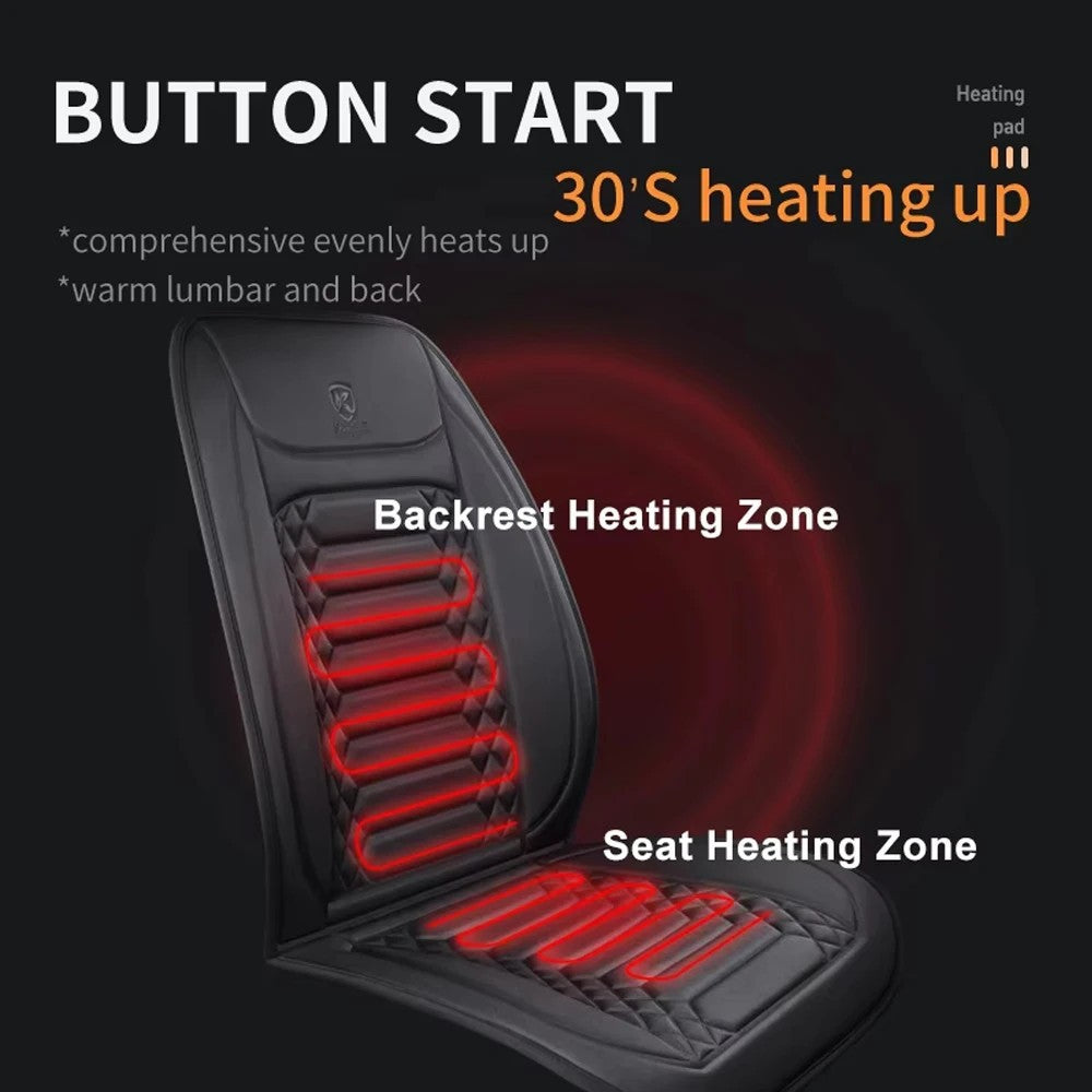 2x Adjustable Heated Car Seat Cover Cushion Universal Fast Heating Warmer Winter