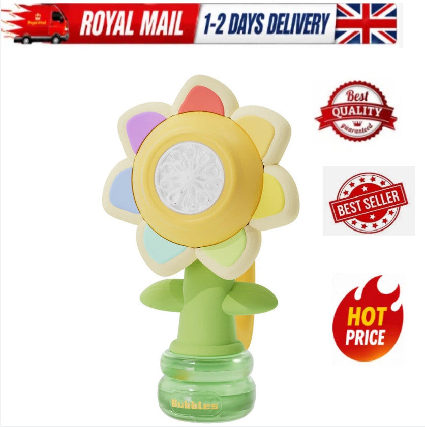 Kids Electric Bubble Machine Toy Automatic Sunflower Dancing Light Boys Girls