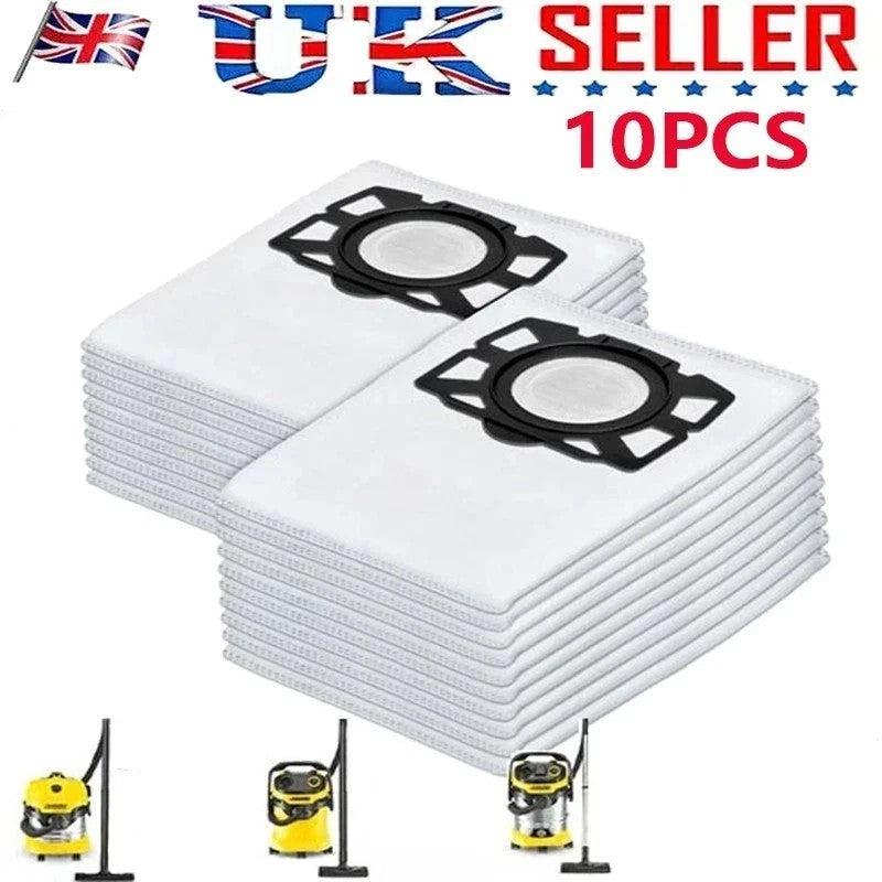 10 Bags Karcher KFI 357 WD2 WD3 Fleece Filter Bags Pack 4 2.863-314.0 Part