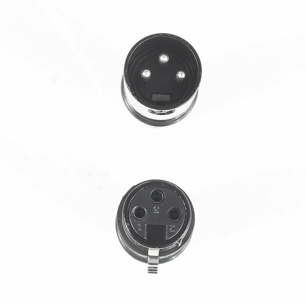 20x XLR 3 Pin Male Female Connector DMX Audio Microphone Cable Plug Black