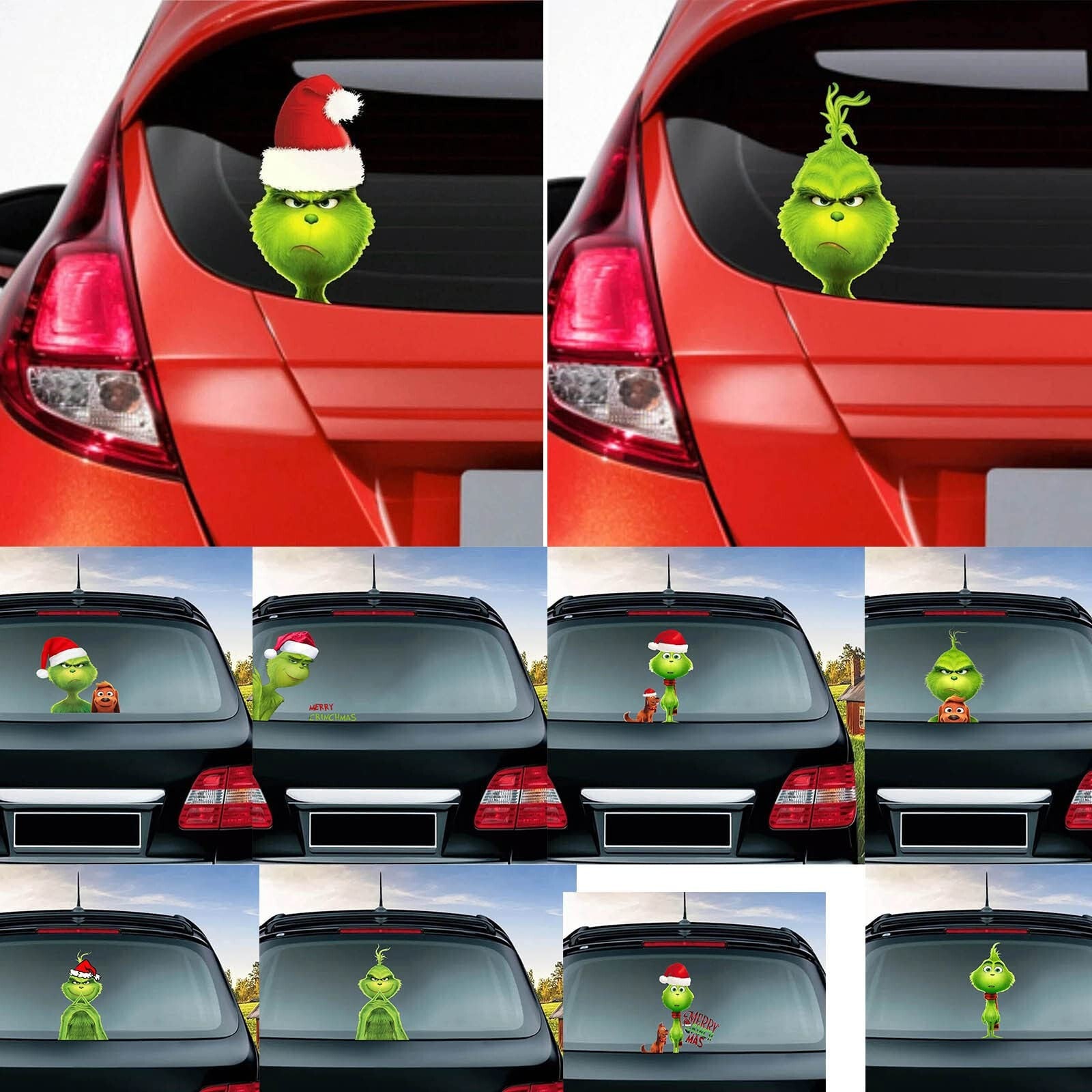 10x Christmas Grinch Sticker Decoration Christmas Car Truck Window Sticker