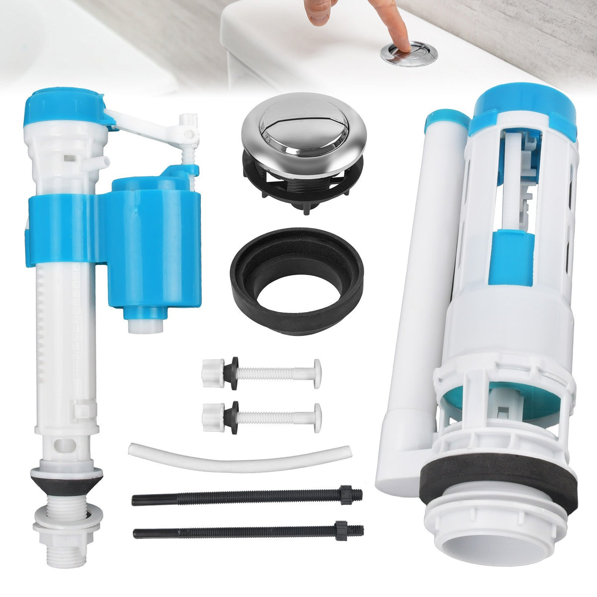 Dual Toilet Flush Valve Push Button Syphon Kit Top Mount Cistern Replacement UK