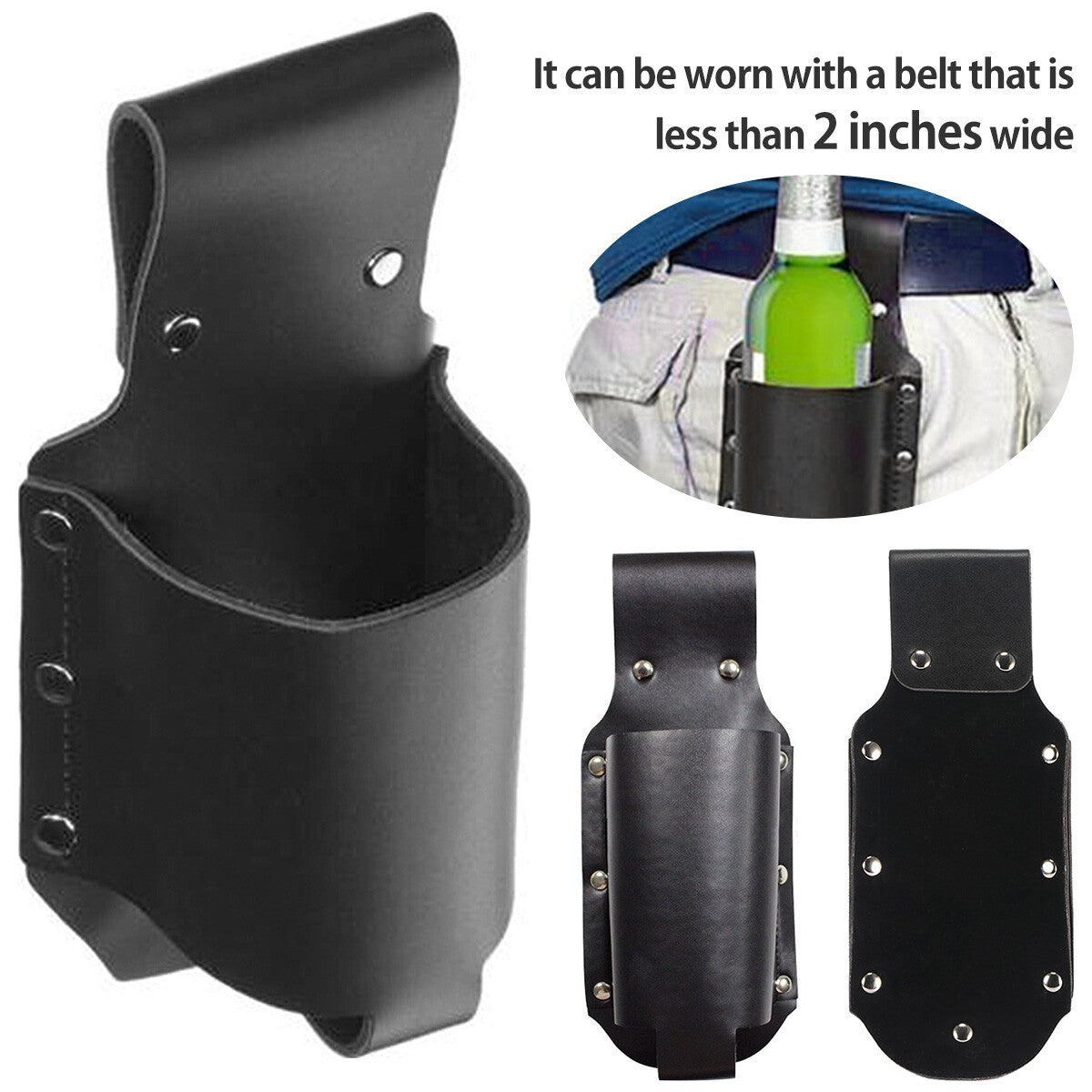 Wine Beverage Can Holder Cowboy Beer Holster Belt Leather Soda Bottle Pouch