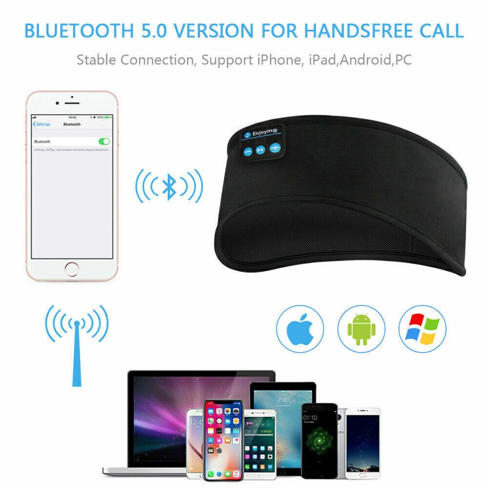 Bluetooth 5.0 Sleep Headphones Headband Wireless Soft Sleep Mask Earphones