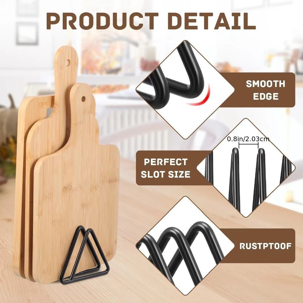 Divided Chopping Board Organizer 4-Slot Kitchen Storage Rack