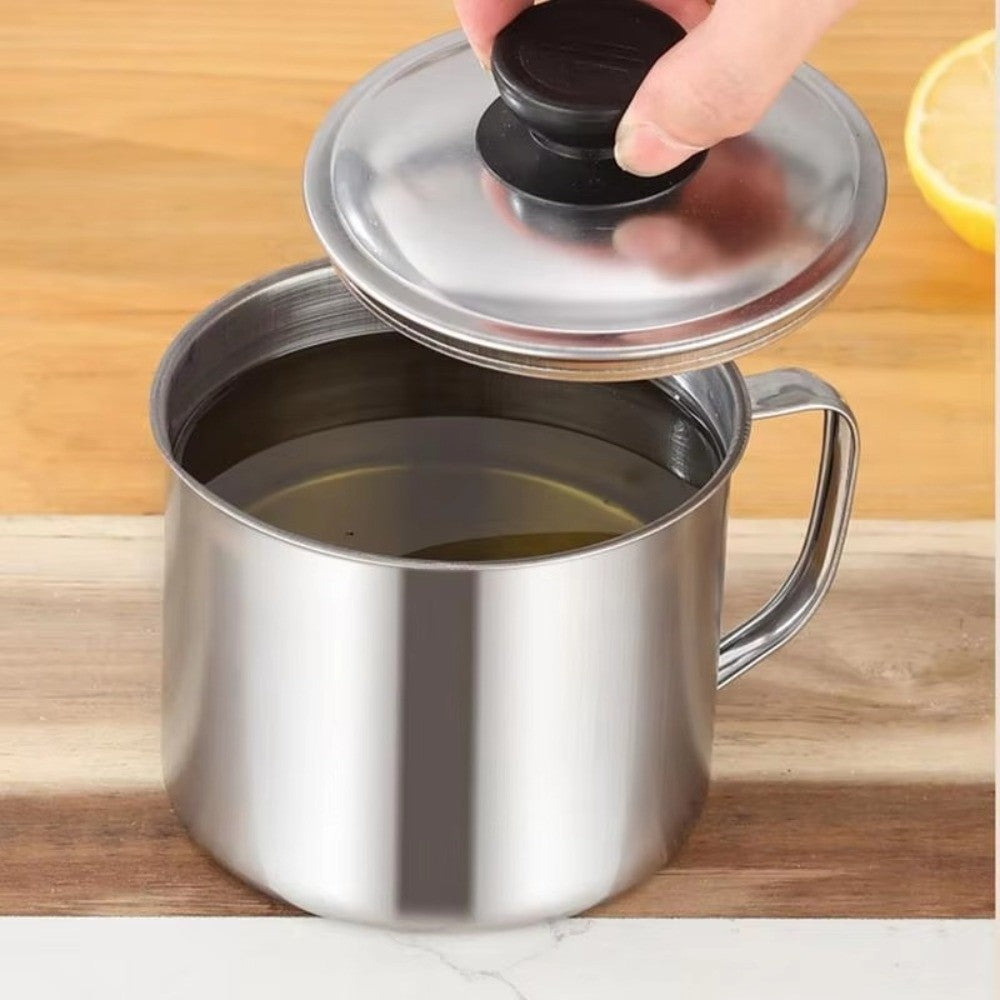 Large Capacity Oil Filter Pot 1.3L/1.8L Oil Pot Cooking Oil Strainer  Kitchen