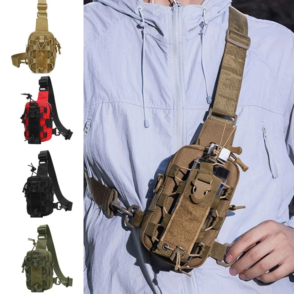 Tactical Sling Chest Bag Water Bottle Pouch Phone Shoulder Backpack for Outdoor
