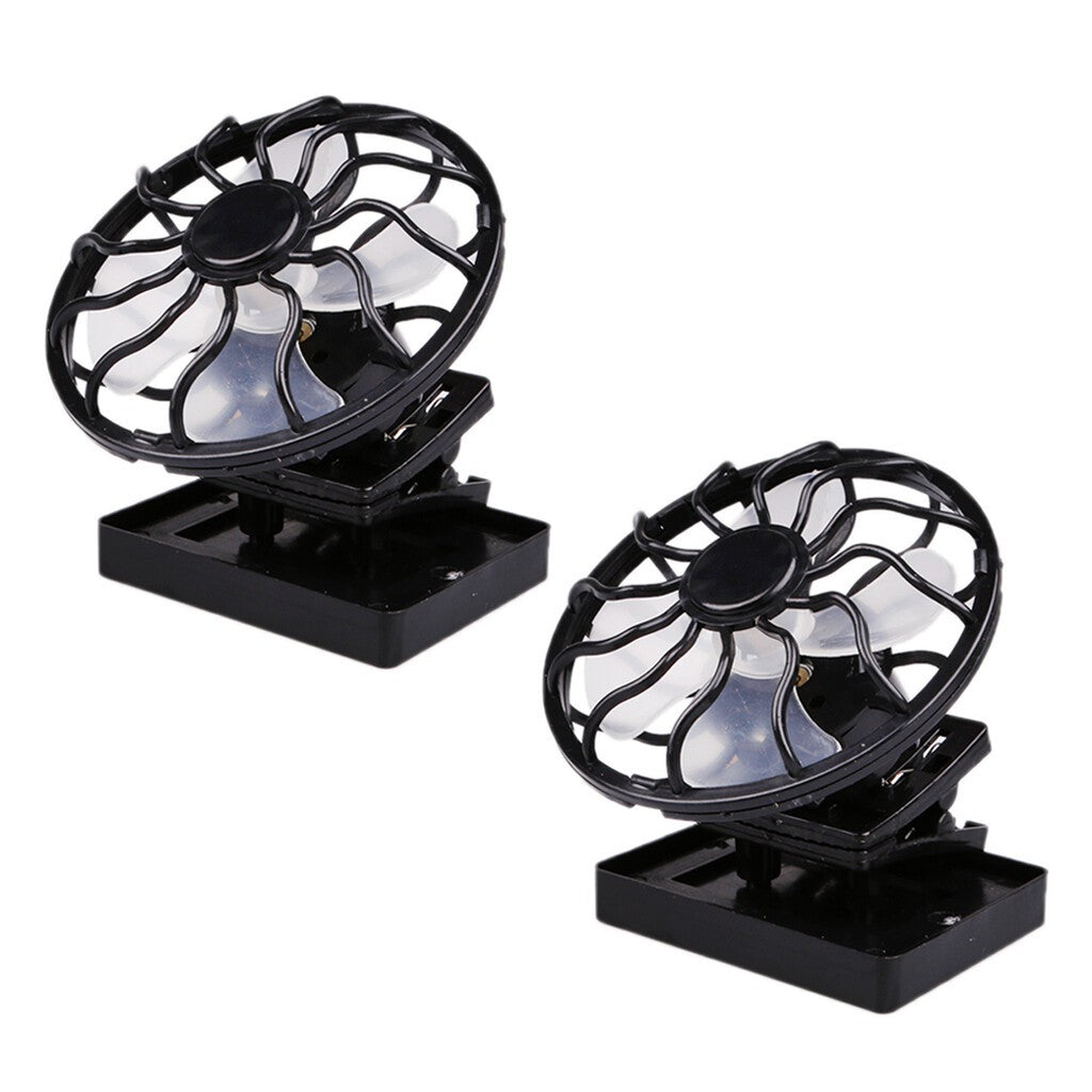2Pcs Clip-on Mini Solar Panel Fan Outdoor Hat Cooling Fan Camping Cooler