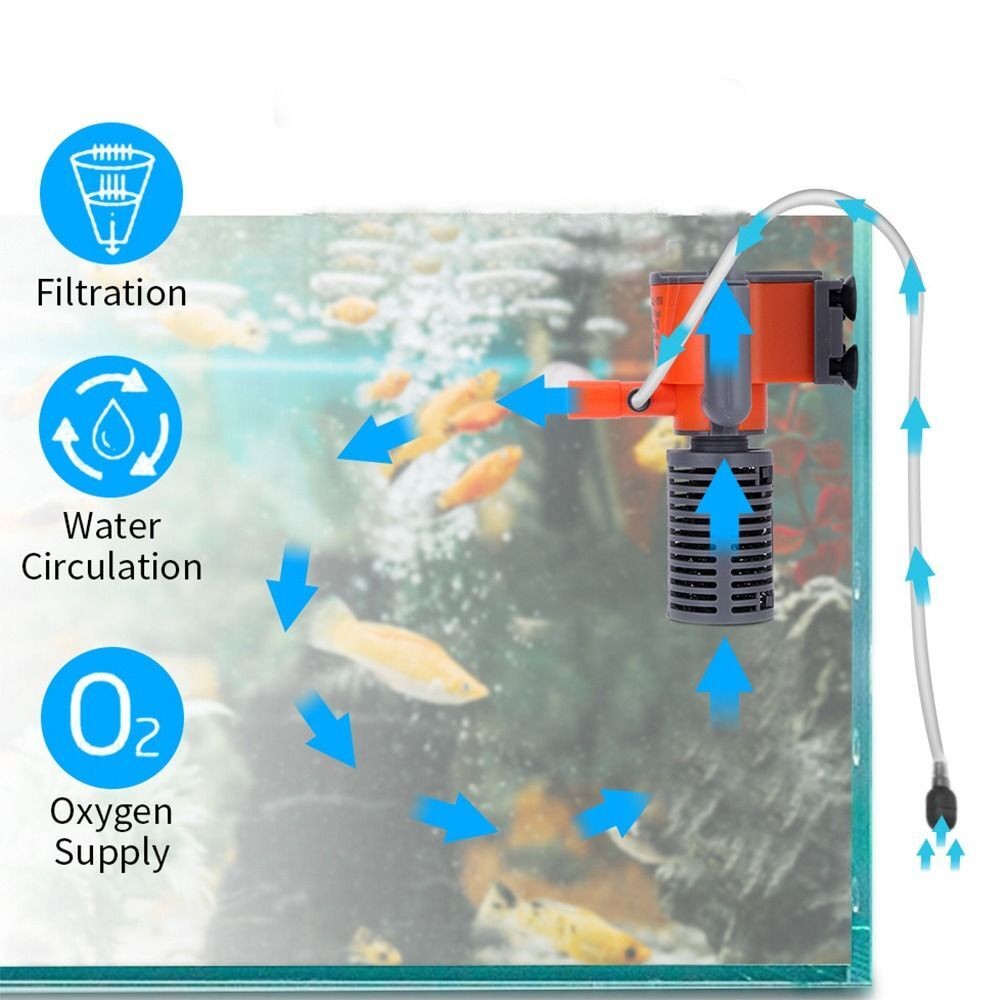 1Pcs 3-in-1 Fish Tank Filter Mini Oxygen Air Pump  for Small Aquarium Fish Tank