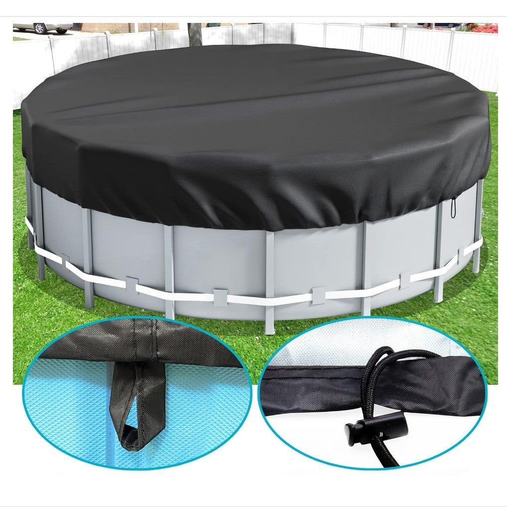 Heavy-Duty Round Pool Cover w/ Drawstring Nails Waterproof Dustproof Protector