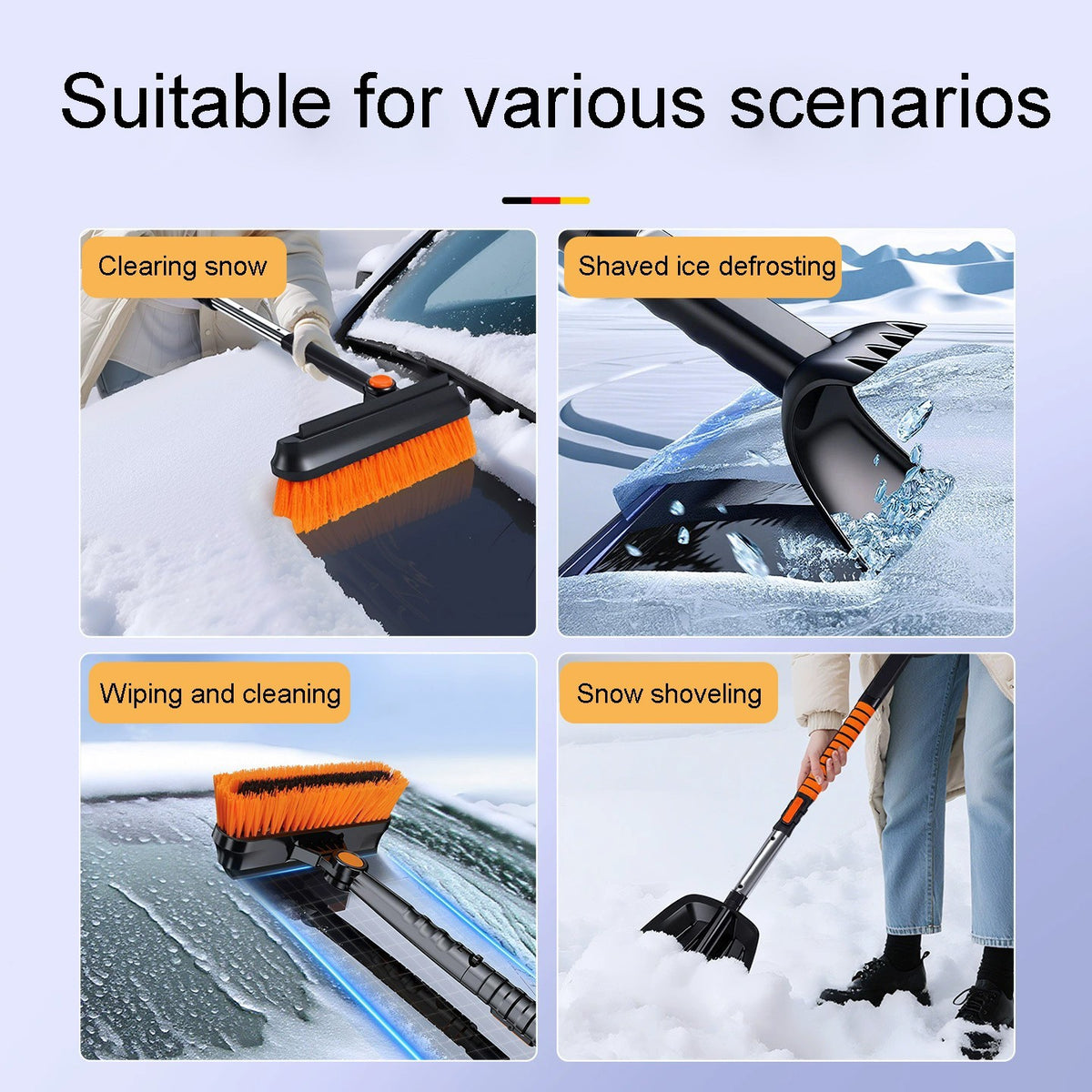 5 in 1 Snow Shovel Kit Extendable Snow Brush 180° Pivoting for Car Trucks SUV UK