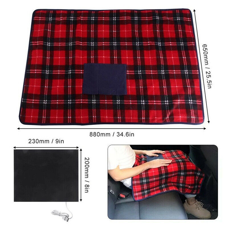 Electric Heated Throw Over Blanket Warm Washable Fleece Winter Warming USB Power