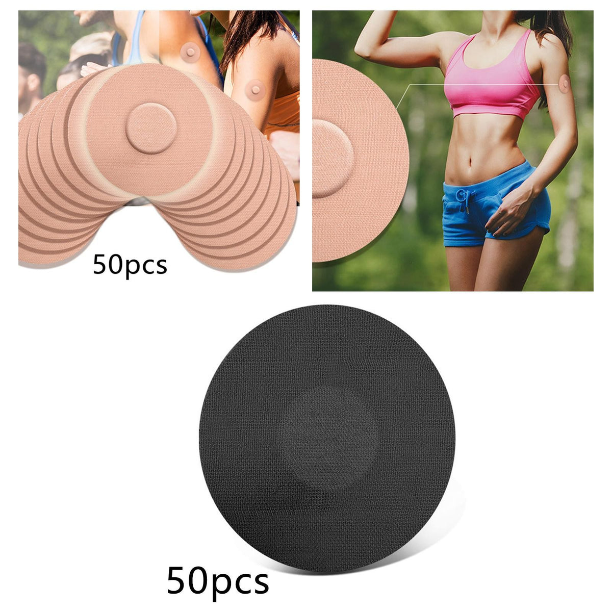50 Pieces Round Adhesive Plaster Sensor Shower Plaster for Glucose