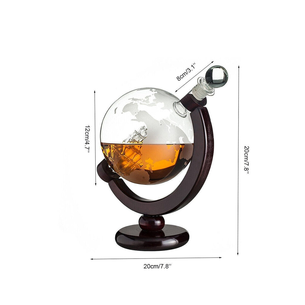 750ml Wine Decanter Glass World Globe Whiskey Vodka Liquor Large Capacity Bottle