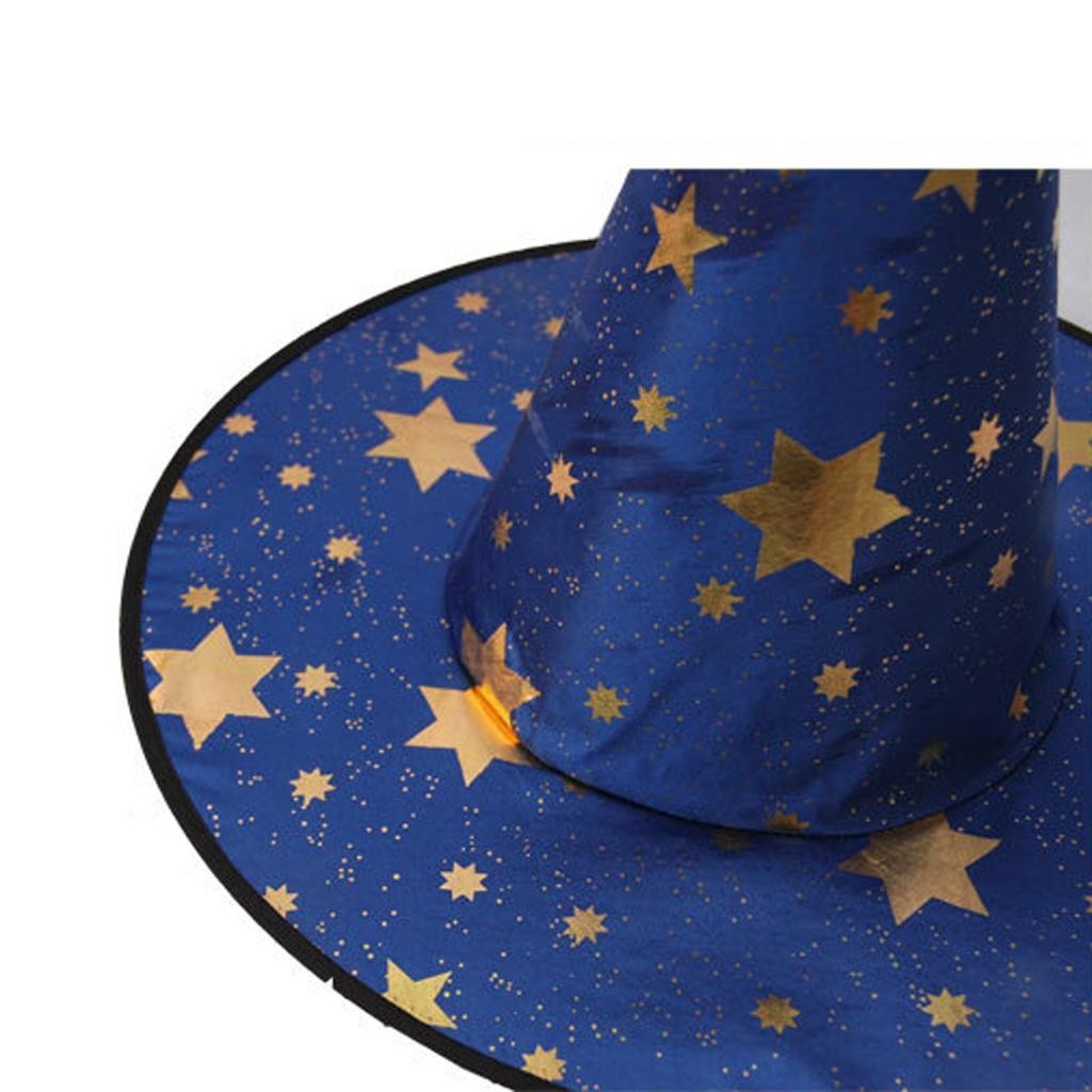 Wizard's Hat with Gold Stars Halloween Fancy Dress Costume Blue