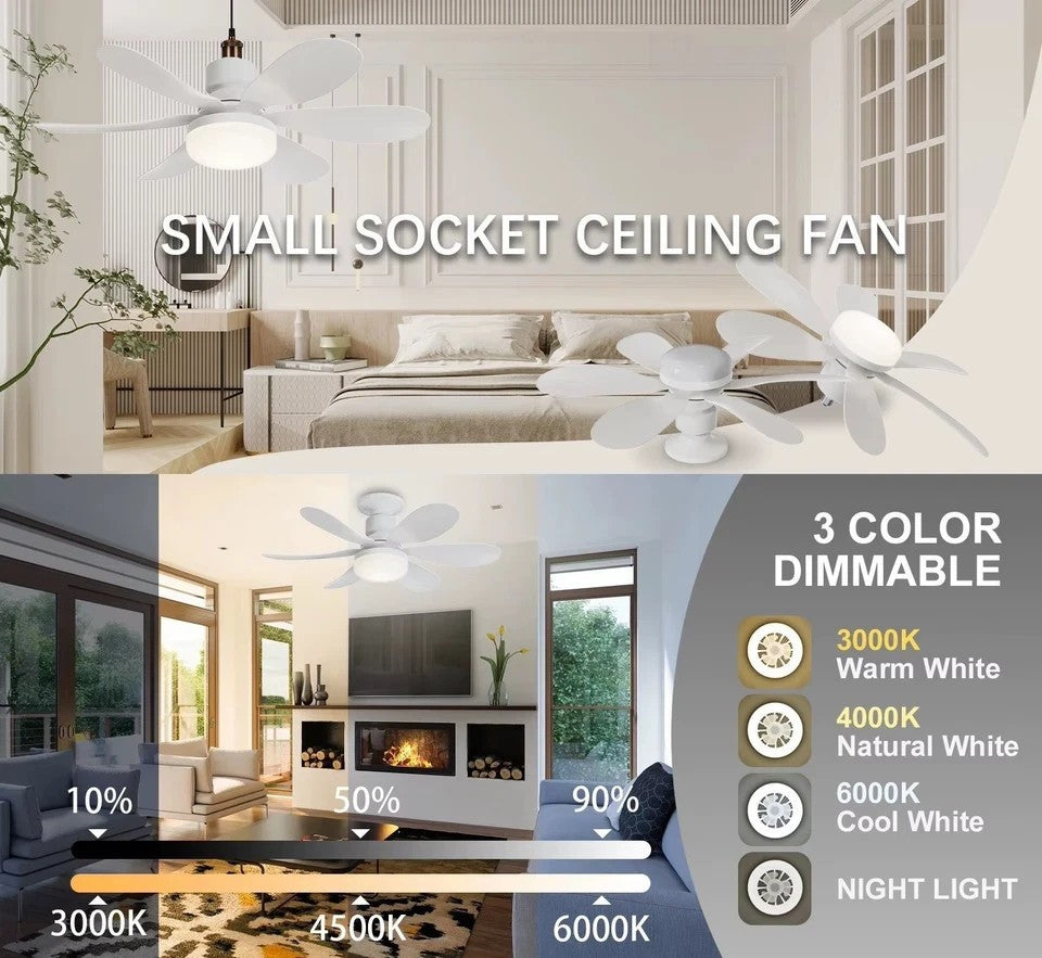 40W LED Ceiling Fan with Lights Dimmable E27 Bedroom Living Room Fan Lamp Modern