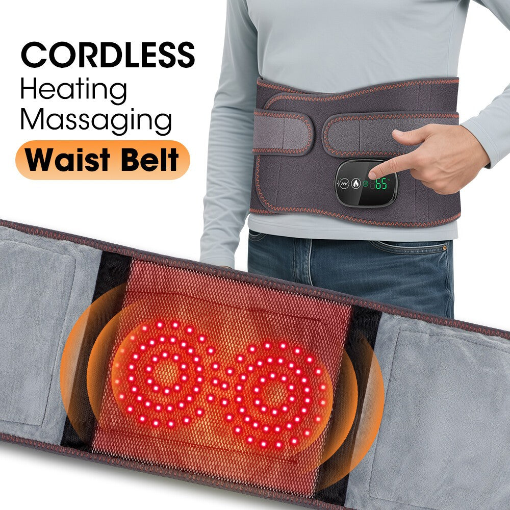 Electric Infrared Heating Vibration Therapy Massager Back Waist Belt Pain Relief