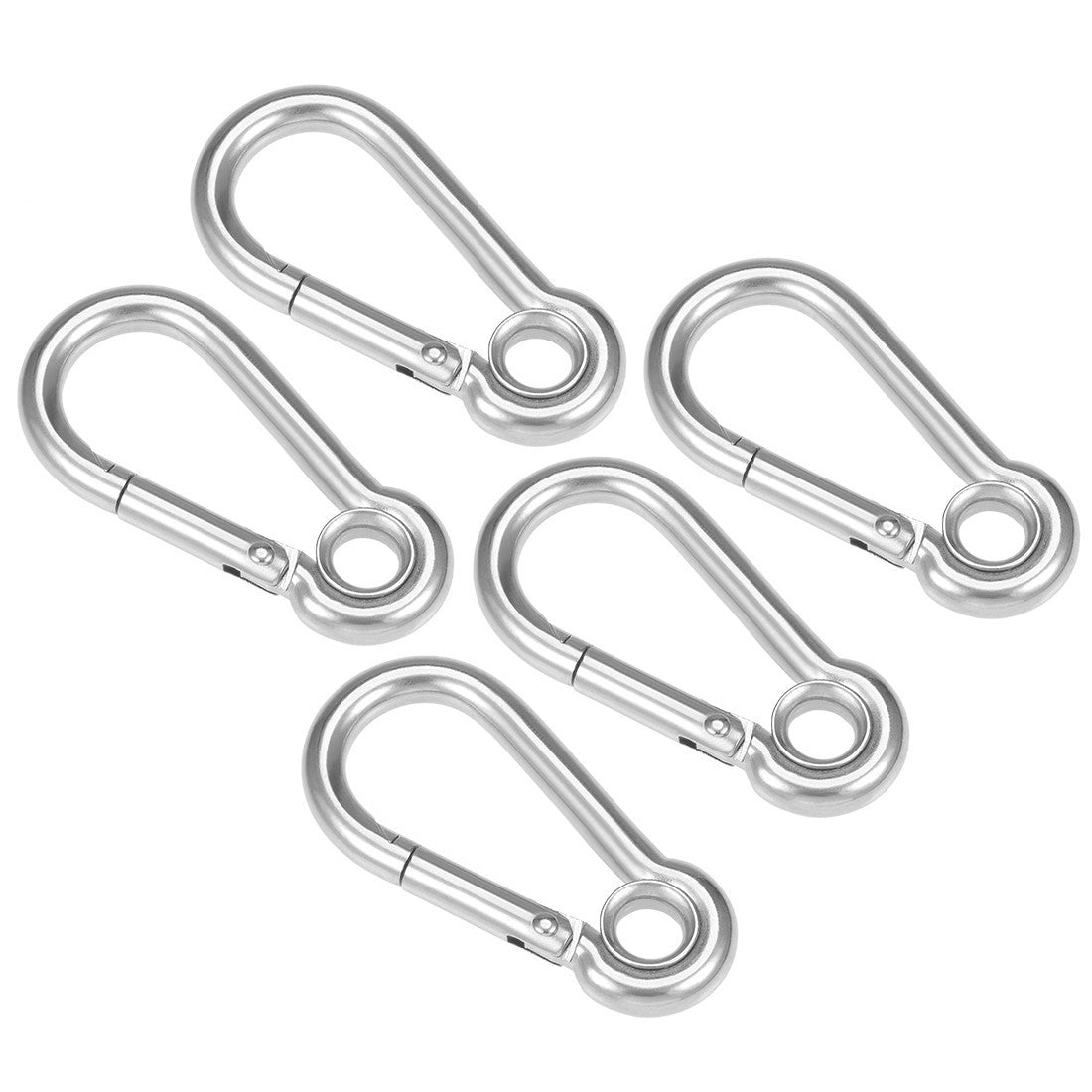 1.97"/50.2mm Stainless Steel Carabiner Spring Snap Link Hook Clip Keychain 5 Pcs