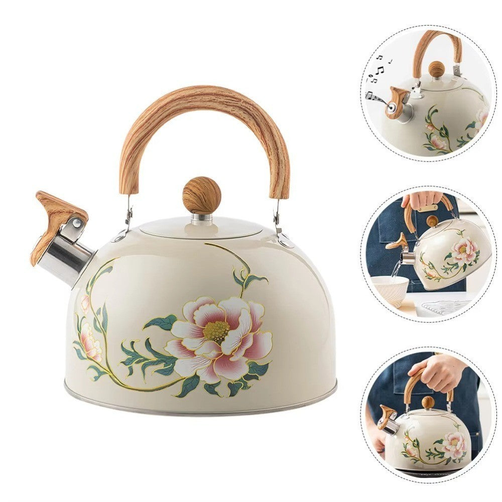 3L Stainless Steel Whistling Kettle Teapot Gas Induction Cooker Compatible