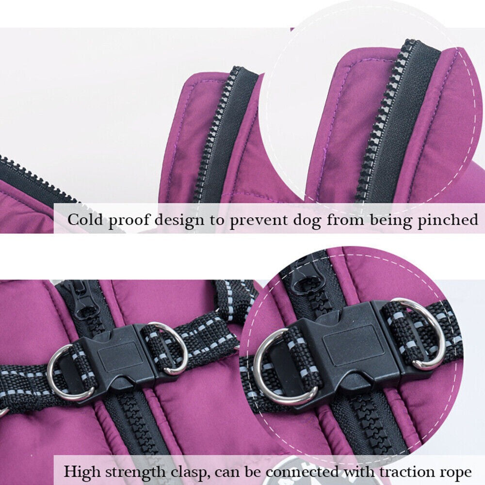 UK Pet Dog Vest Puppy Dog Autumn Winter Warm Padded Coat Harness Zip Jacket