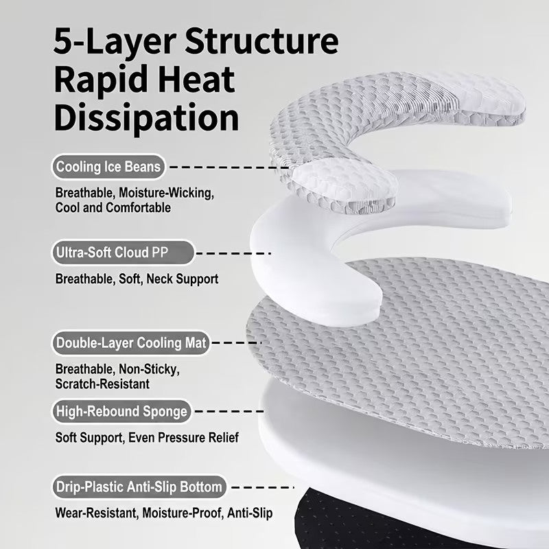 Summer Cooling Cat Bed, Breathable Dog Bed with Raised Neck Pillow Cooling Mat