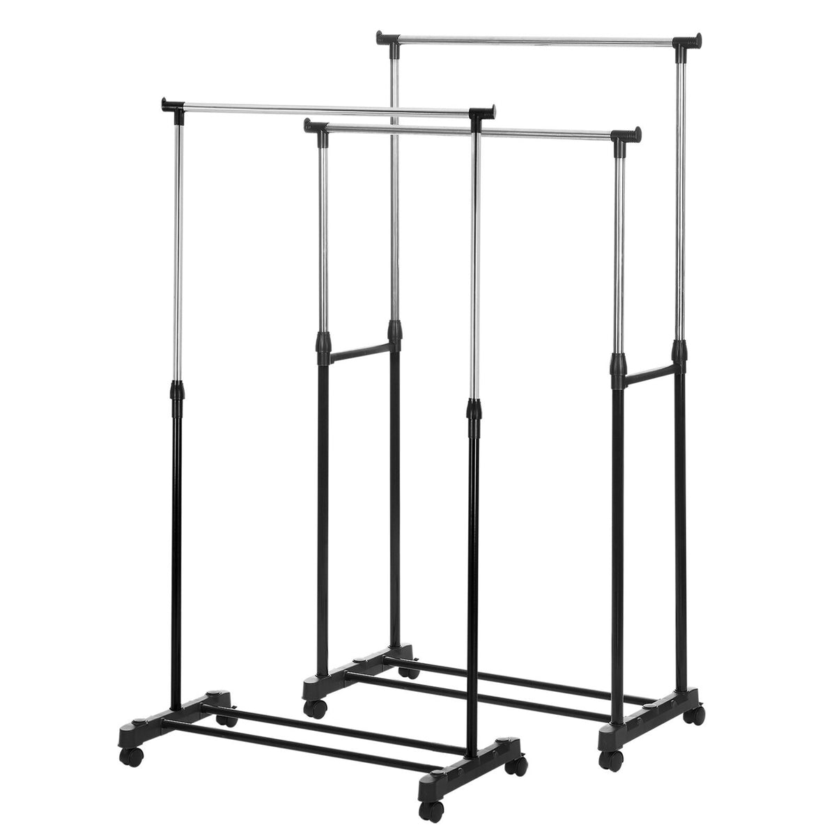 ADJUSTABLE MOBILE CLOTHES COAT GARMENT HANGING RAIL RACK STORAGE STAND ON WHEELS