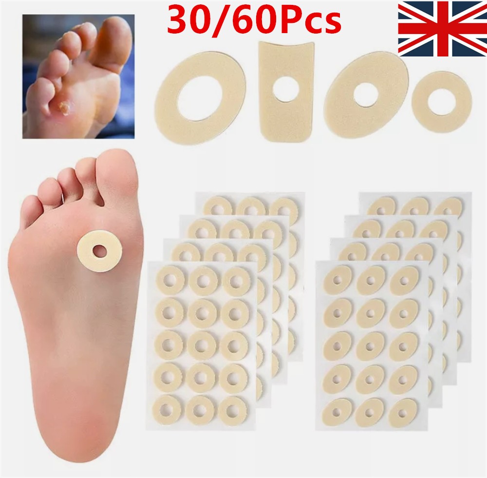 30/60Pcs Corn Pads Foam Cushion Adhesive Protective Ring Plasters Pain Relief UK