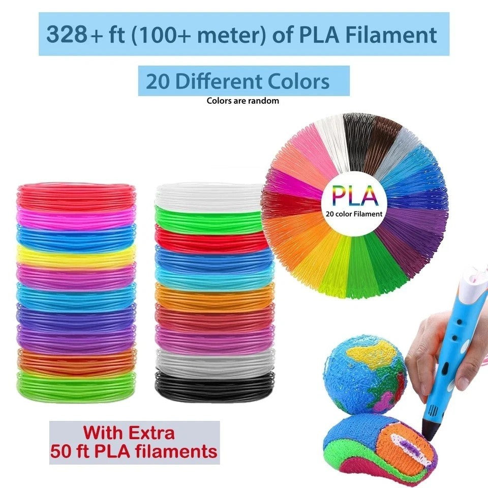 3D Printing Pen Kids Bundle - 350 ft PLA Birthday Gift set for Creative Minds