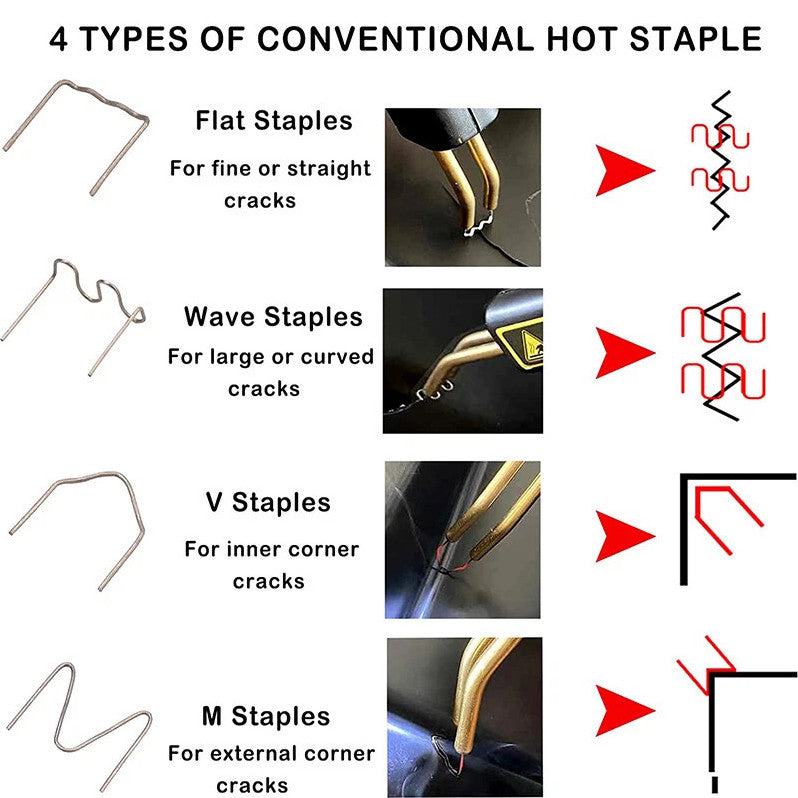 1200pcs Hot Stapler Plastic Welding Repair Kit Bumper Fender Welder With Staples