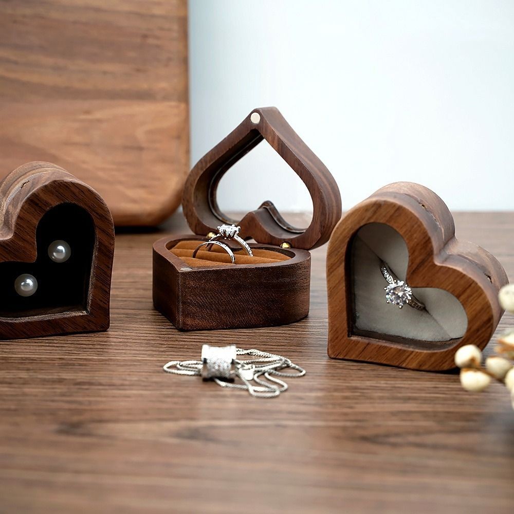 Shape Gifts Case Wooden Display Box Storage Holder Ring Storage Box Jewelry Box