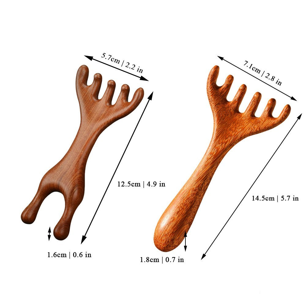 Sandalwood Acupressure Face Body Massage Comb - Scalp Relaxation Therapy Tool