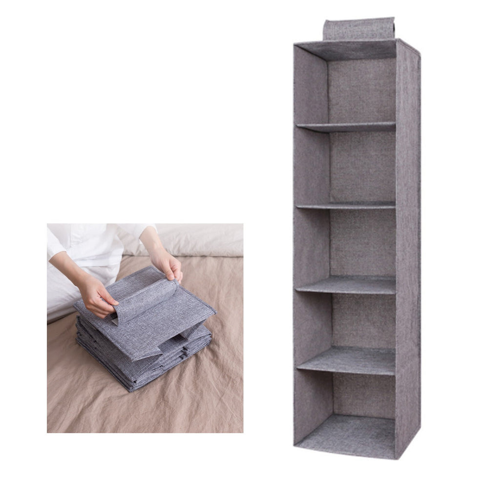 5 Layers Tidy Hanging Storage Bag Multi-Purpose Wardrobe Shelf for Clothes Shoes