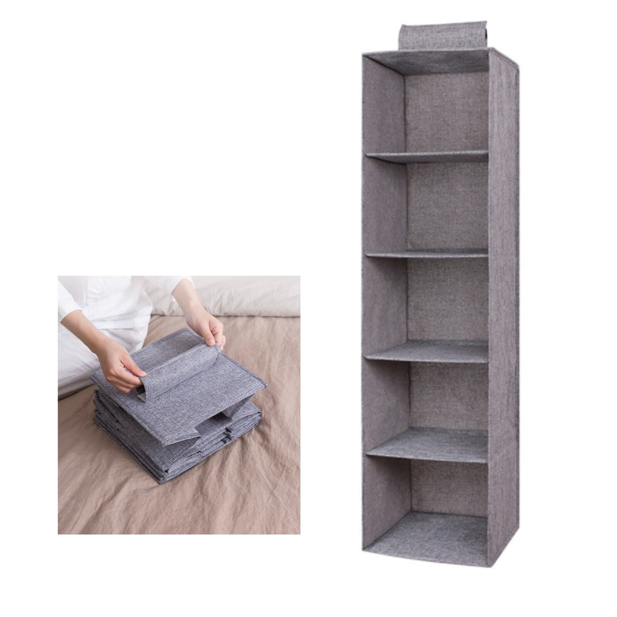 5 Layers Tidy Hanging Storage Bag Multi-Purpose Wardrobe Shelf for Clothes Shoes
