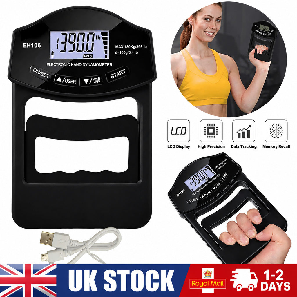 Electronic Hand Dynamometer Grip Strength Trainer Tester LCD Digital Display UK