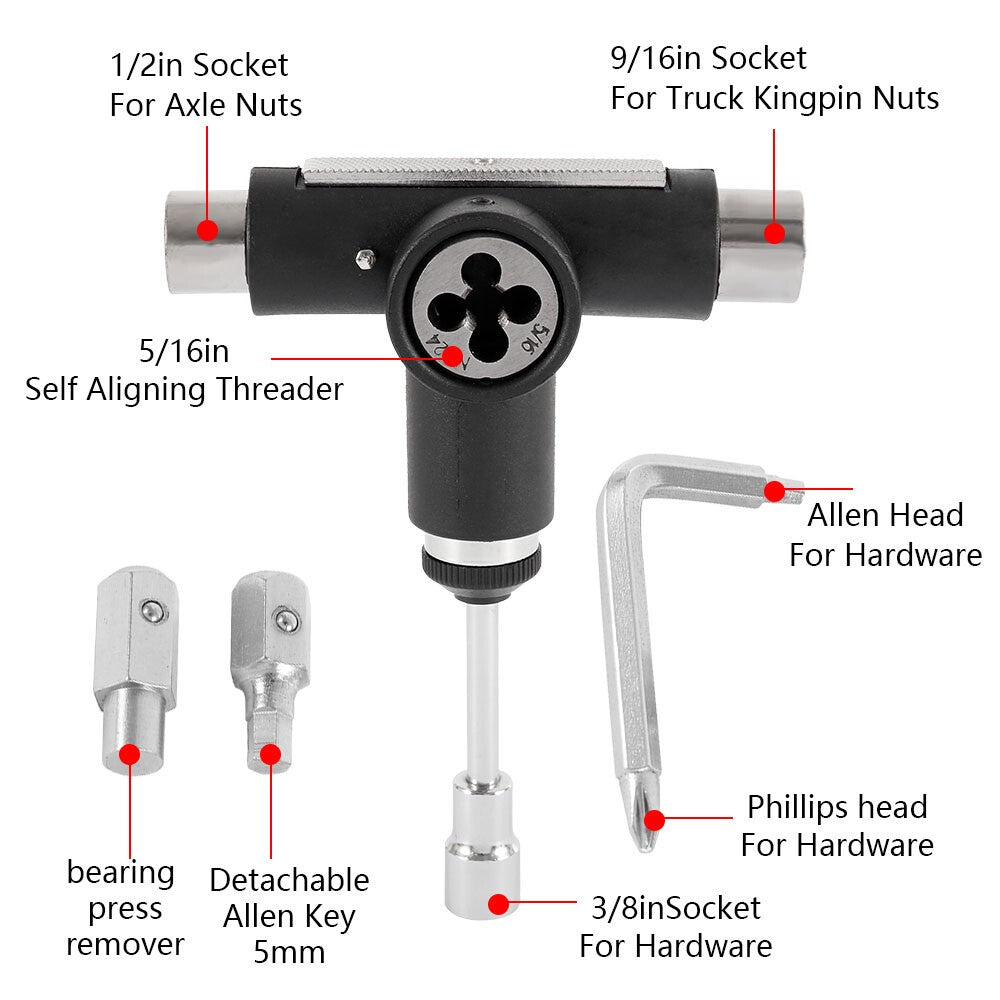 Roller Skate Wrench T-shape Skate Tool Skateboards Wrench Skateboard Repair Tool