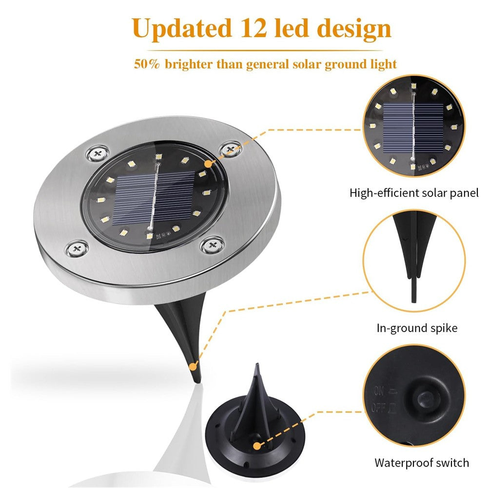 LED Solar Power Ground Lights Floor Decking Patio Outdoor Garden Lawn Path IP65
