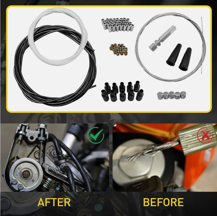 Motorcycle 5m DIY Throttle Cable Repair Kit with Nipples Ferrules for Pit Bike